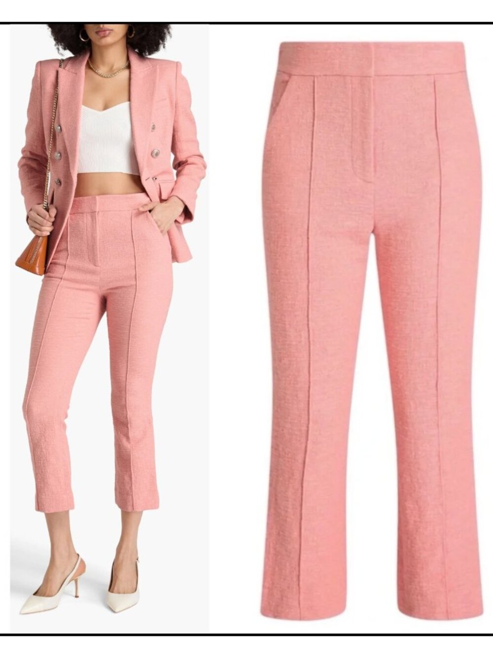 Women Veronica Beard Pink Tani Ankle Crop Boot Cut Pants-Crepe Kick Flare-Size 8